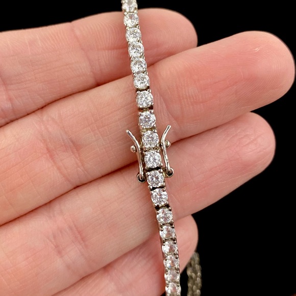 Silver Tennis Bracelet With Brilliant CZ Stones, 7.25" - Picture 9 of 11
